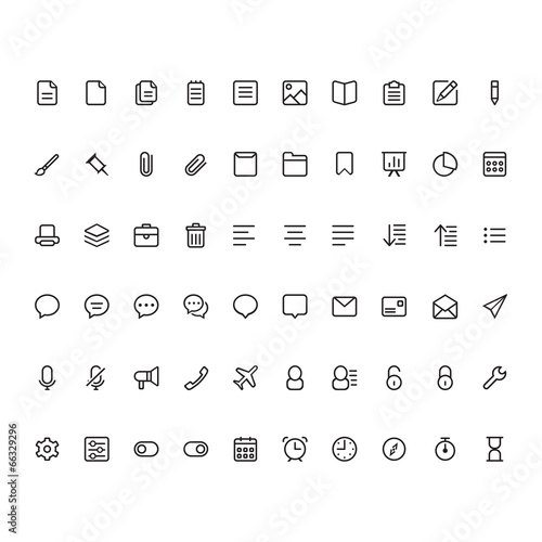 Thin Icons Set. Simple line icons pack for your design
