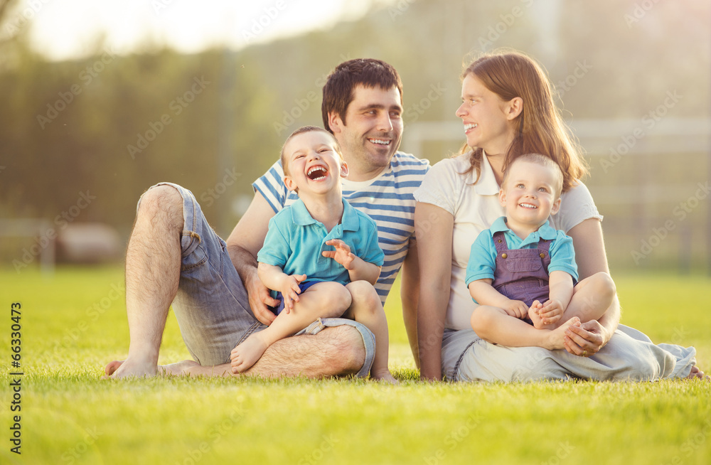 Fototapeta premium Happy family is relaxing