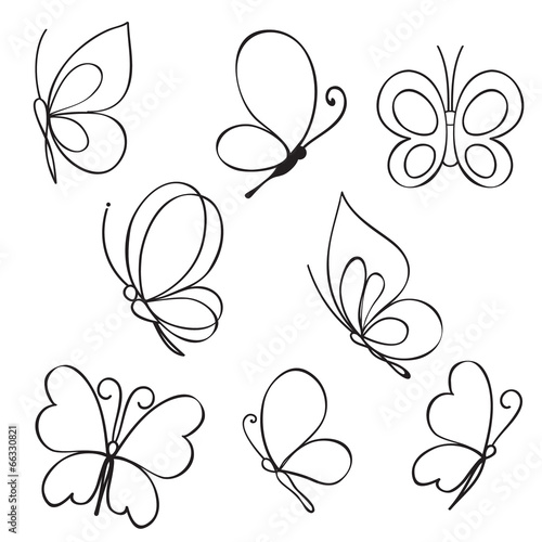 Fototapeta Naklejka Na Ścianę i Meble -  Set of hand drawn butterflies