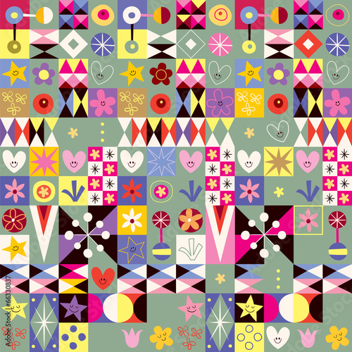 abstract art hearts flowers cute pattern