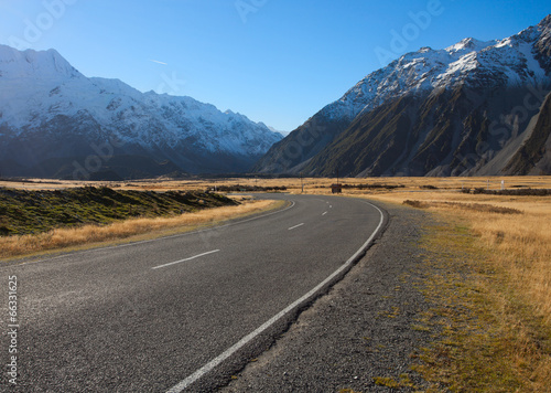 Road in Mount Cook National Park, New Zealand