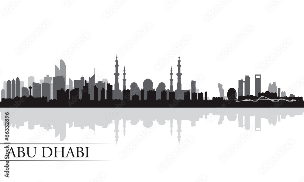 Abu Dhabi city skyline silhouette background