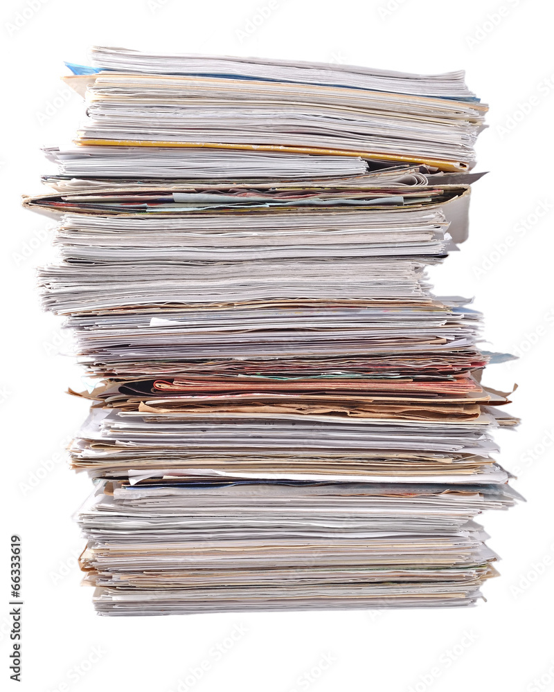 Stack of old magazines on a white Stack of old magazines on a white