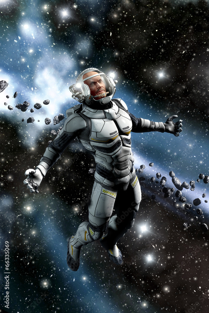 Astronaut and asteroid field Astronaut and asteroid field