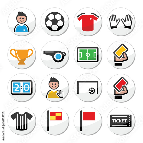 Soccer or football vector round icons set