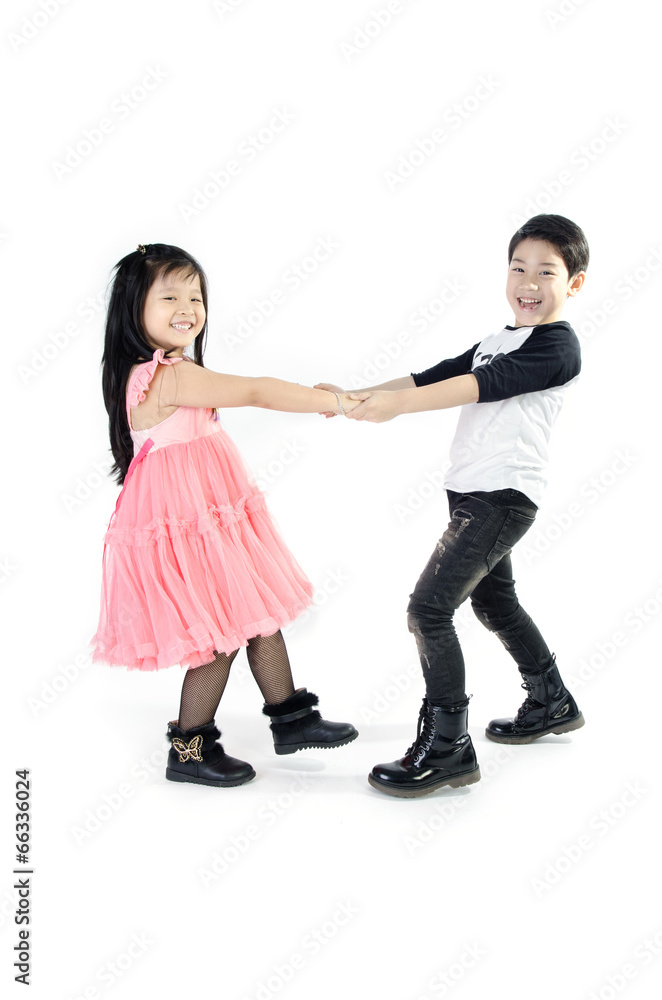 Fototapeta premium portrait of happy asian boy and girl having fun