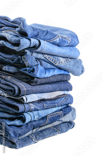 Lot of blue jeans