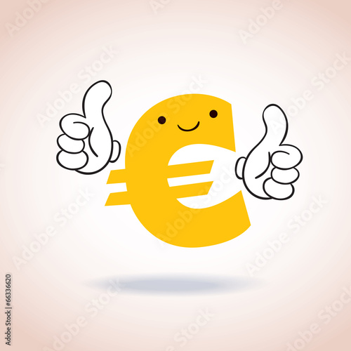 Euro sign thumbs up mascot cartoon character