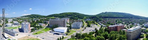 Картината върху платно Panoramatic view over the Zlin city center from Bata Skyscraper.