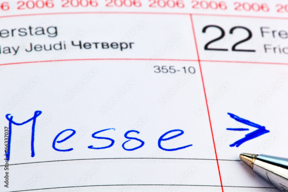 Eintrag im Kalender: Messe Eintrag im Kalender: Messe