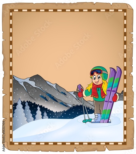 Parchment with winter sport theme 1