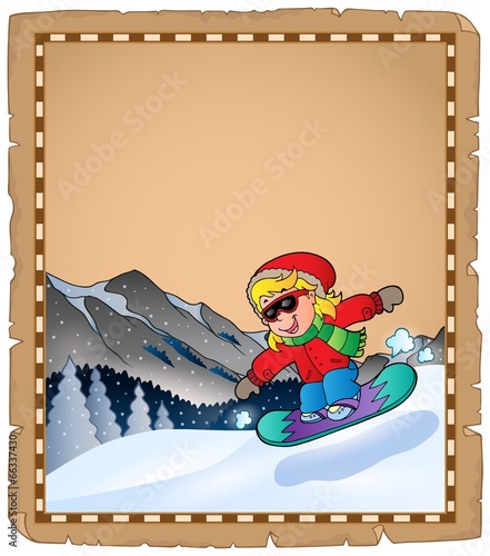 Parchment with winter sport theme 2