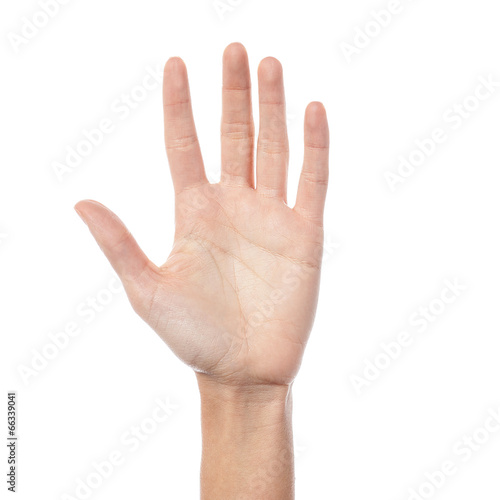 Woman hand showing five count