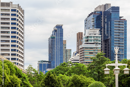 modern high building Bangkok central park green beautiful