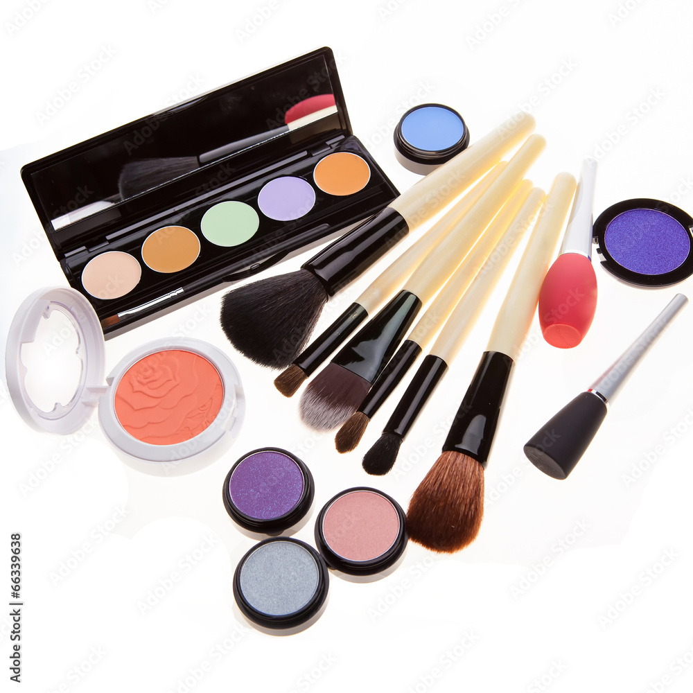 Various cosmetics isolated over white Various cosmetics isolated over white