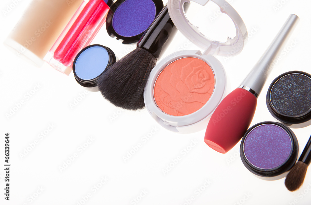 Various cosmetics isolated over white Various cosmetics isolated over white