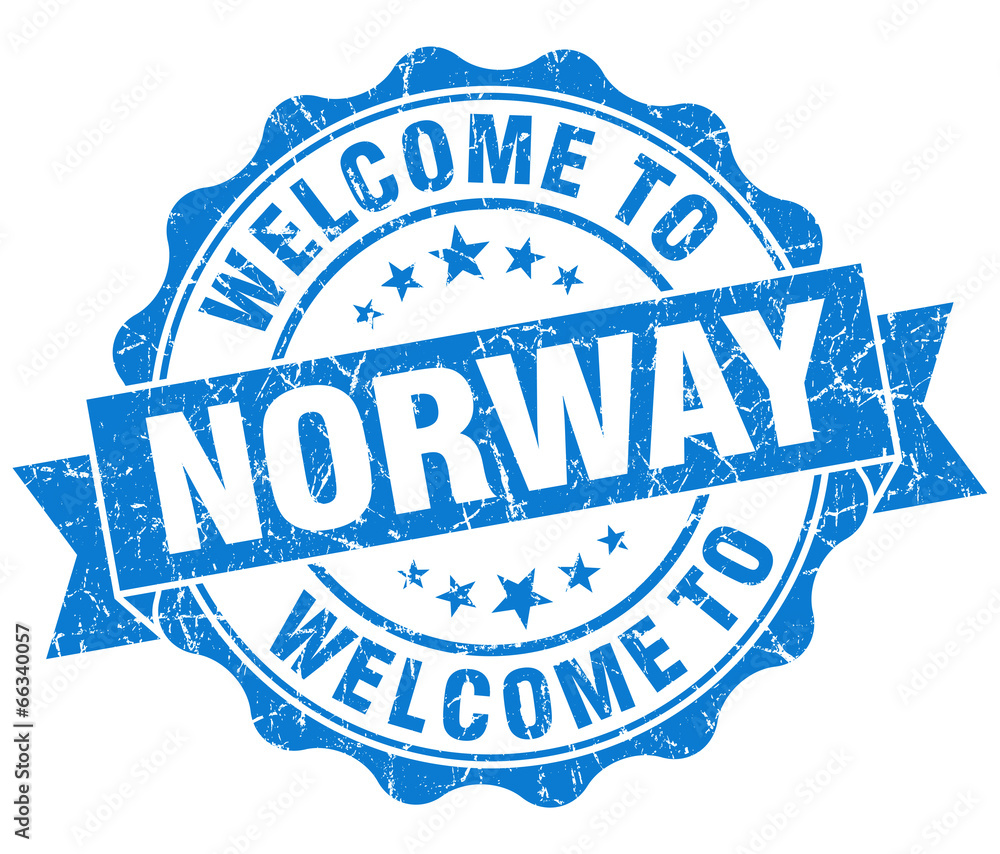 Fototapeta premium Welcome to Norway blue grungy vintage isolated seal