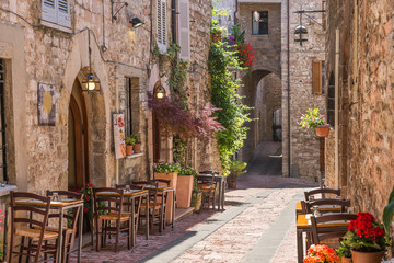 Deken met foto Hal Tipico ristorante italiano nel vicolo storico  © alexandro900