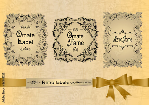 Retro labels collection with ribbon