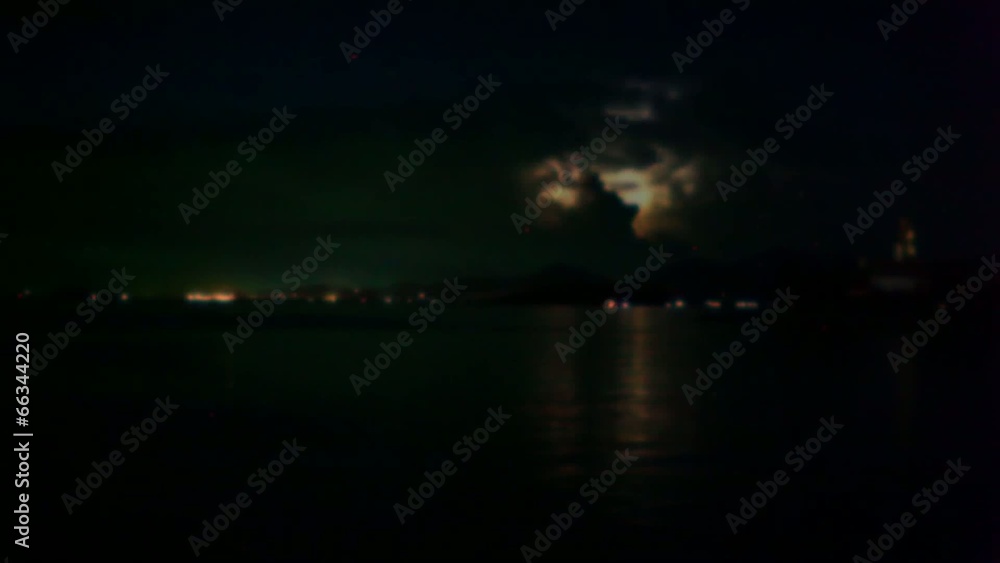 Lightning in the sea during night time. Time lapse video Lightning in the sea during night time. Time lapse video