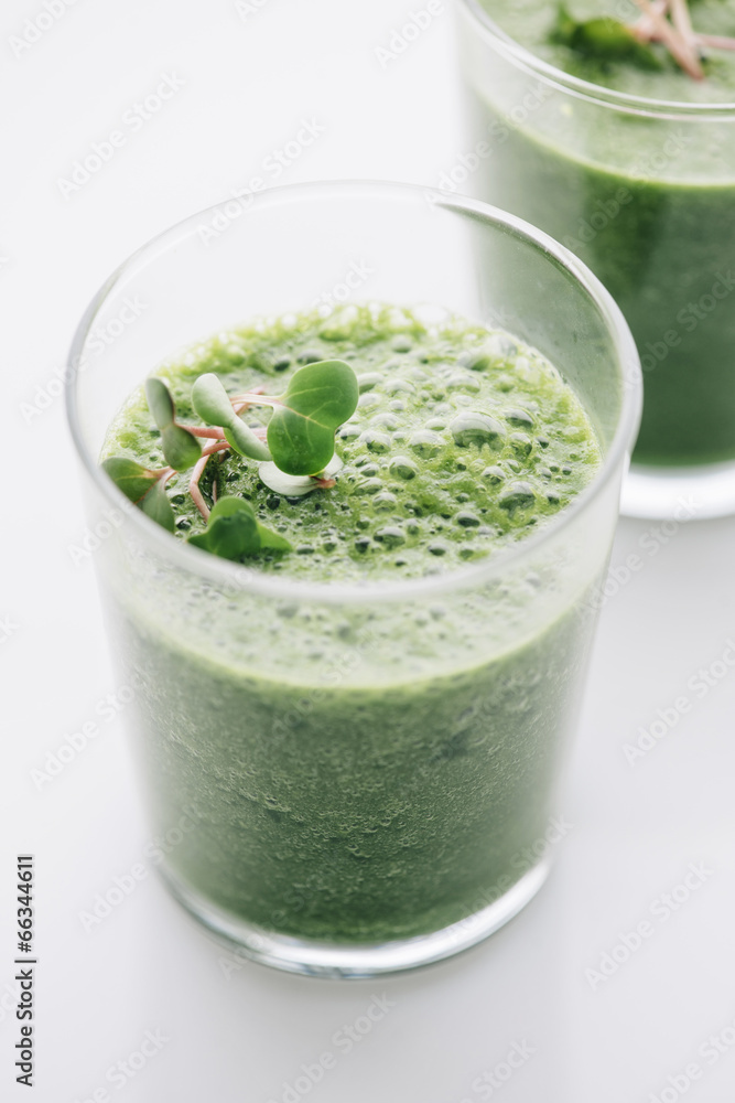 Food: Green Smoothie on white background Food: Green Smoothie on white background