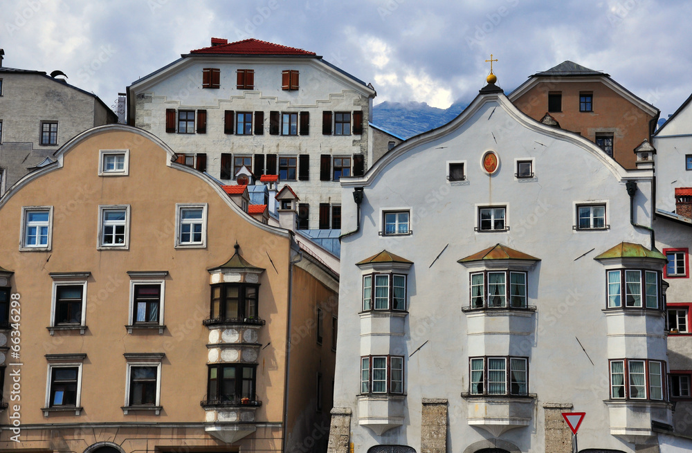 Typical austrian houses in Tyrol province
