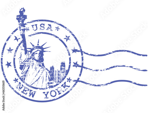 Shabby stamp with Statue of Liberty - sights of New York