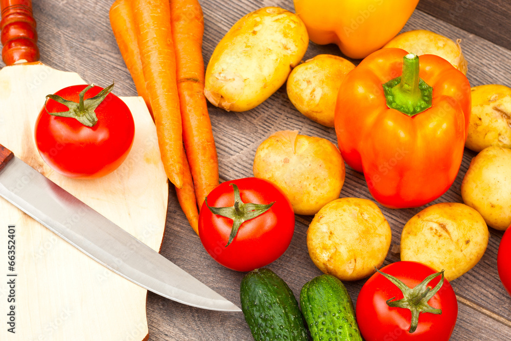 fresh vegetables on a wooden table fresh vegetables on a wooden table