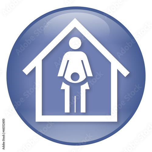 Blauer Hochglanz-Button für eine Kindertagesstätte – Vektor