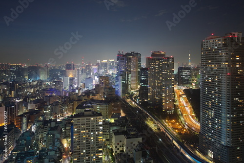 Tokyo skyline at central of tokyo in night time © torsakarin