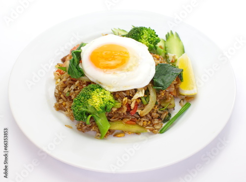 asian food fried rice vegetable and fried egg