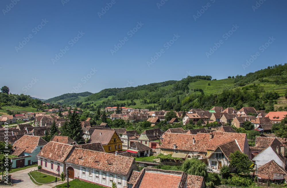 View over Biertan from the tower of the fortified church