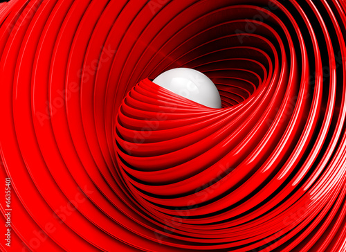 Abstract 3d spiral or twirl in red toned