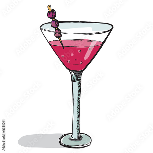 Cosmopolitan cocktail in the glass. Vector illustration,