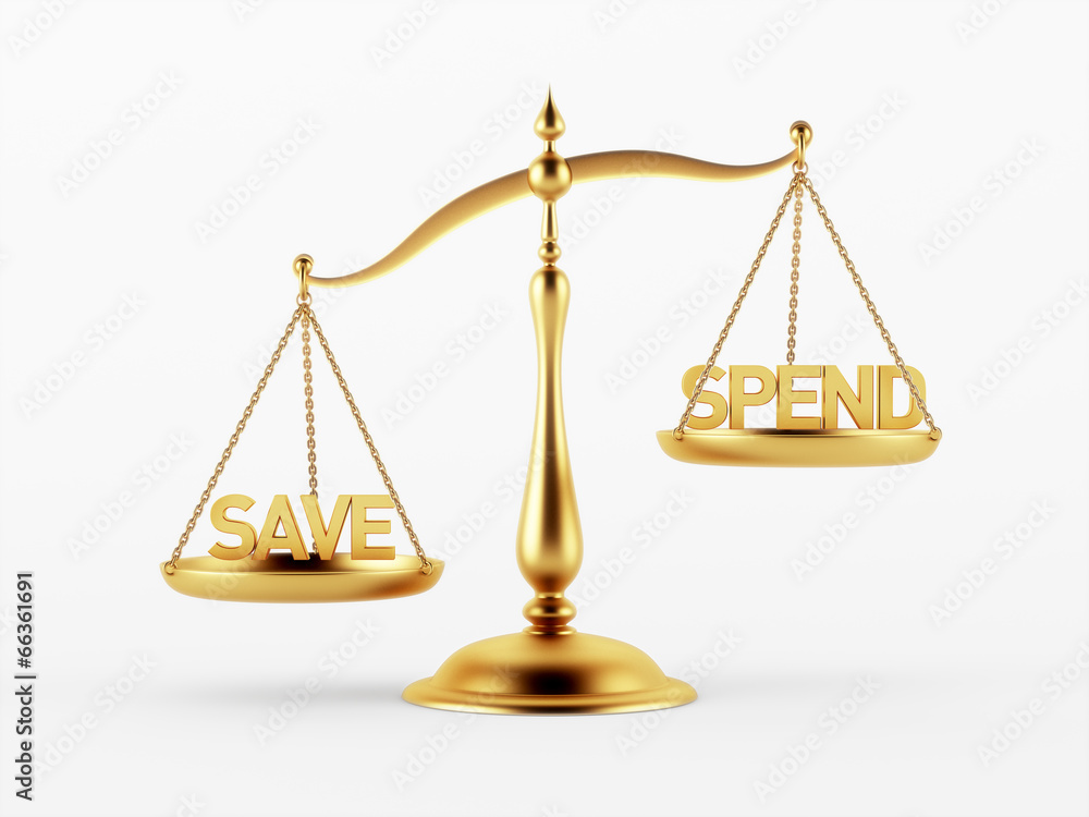 Save and Spend Justice Scale Concept Save and Spend Justice Scale Concept