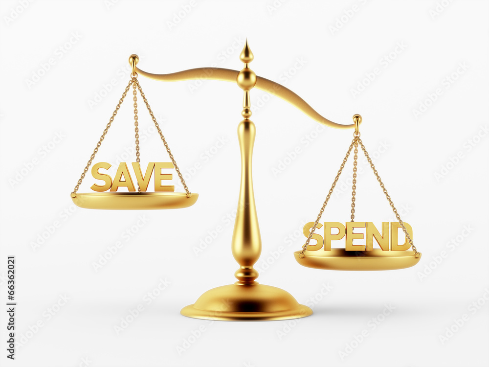Save and Spend Justice Scale Concept Save and Spend Justice Scale Concept
