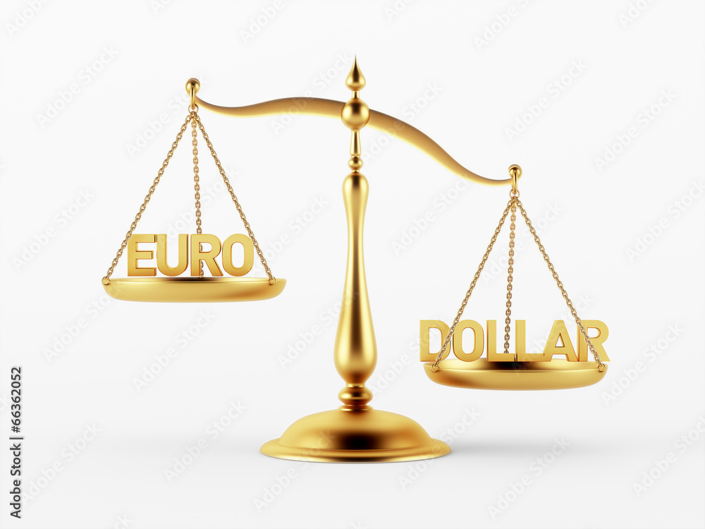 Euro and Dollar Justice Scale Concept Euro and Dollar Justice Scale Concept