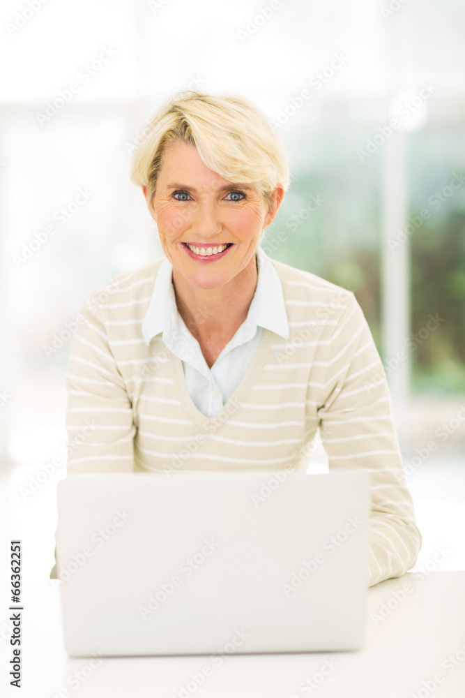 middle aged businesswoman with laptop middle aged businesswoman with laptop