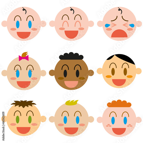 Vector Cartoon Cute different Babies Set photo