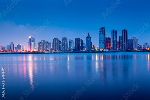 shanghai skyline with reflection,China