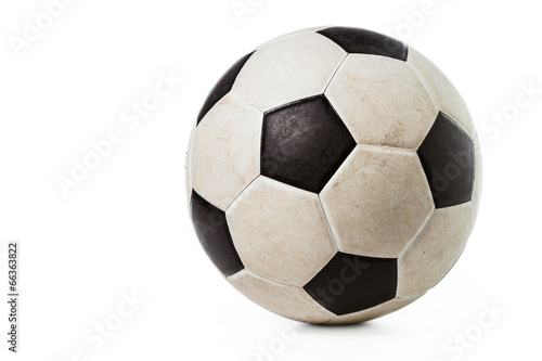 Isolated dirty soccer ball on white background