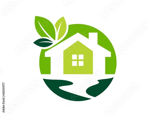 logo green house,global real estate nature symbol,home icon
