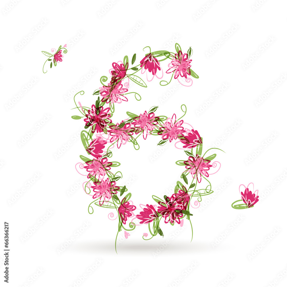 Floral number six for your design