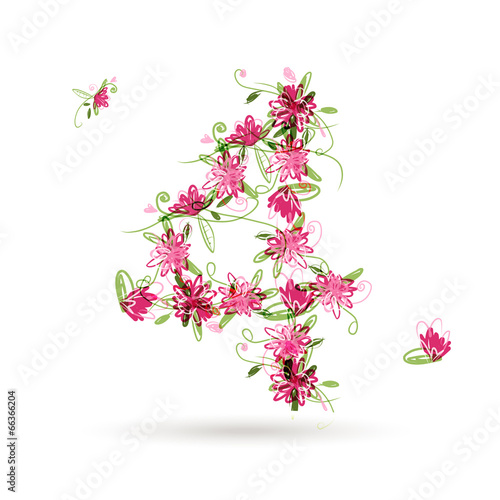 Floral number four for your design