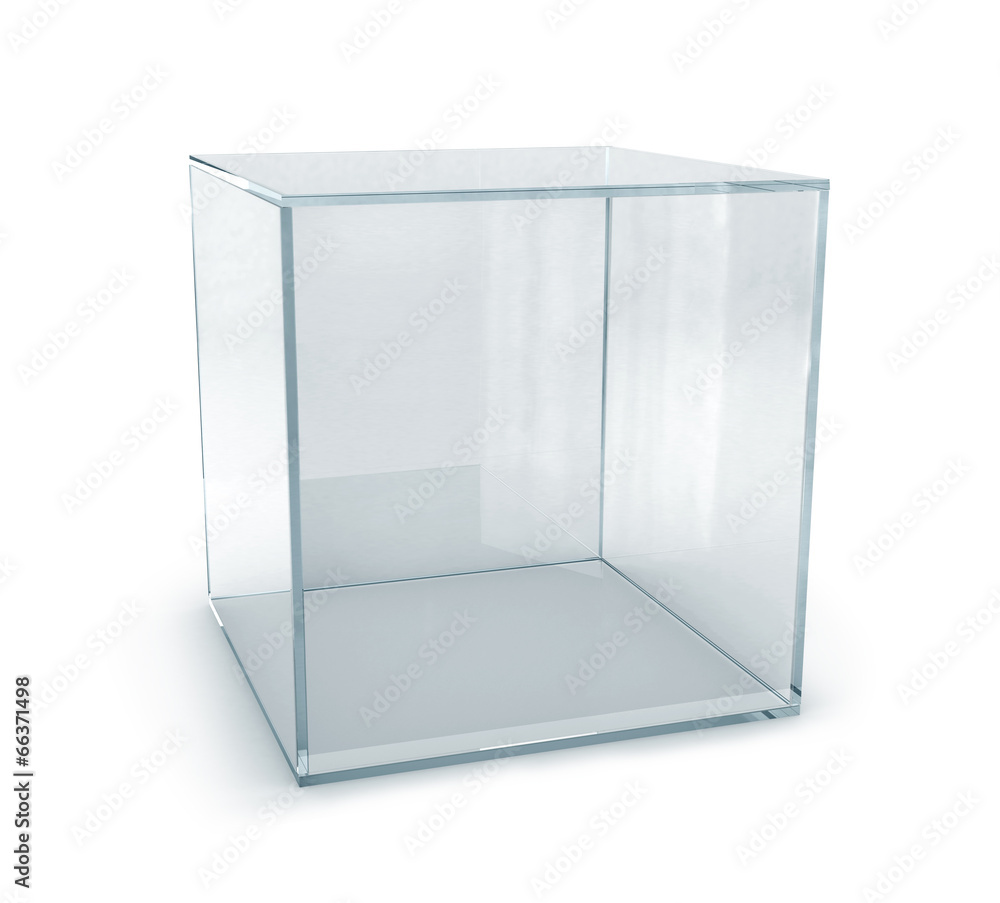 Lam Nauwkeurig Overeenkomstig 3D Empty glass box for exhibit Stock Illustration | Adobe Stock