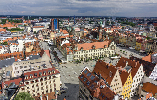 Aerial view of old town in Wroclaw, Poland