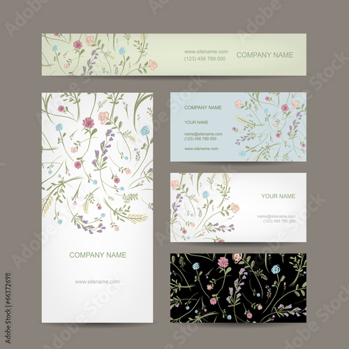 Business cards collection, floral design