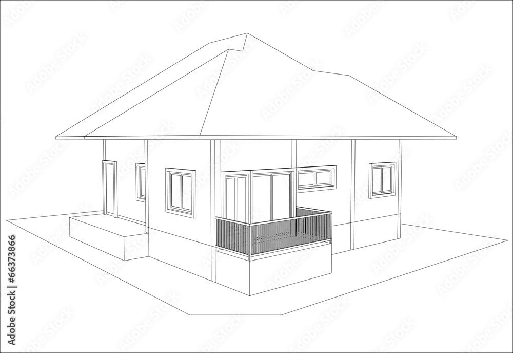 sketch design of house,vector/This image is a vector illustratio