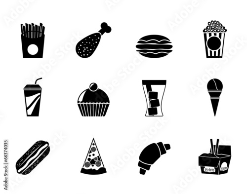 Silhouette fast food and drink icons