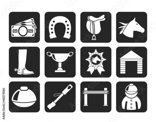 Silhouette Horse Racing and gambling Icons